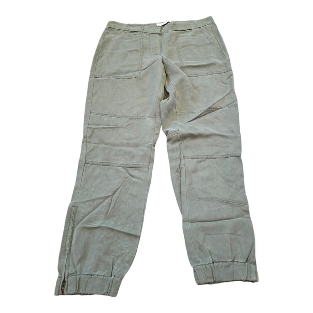LOFT Green Khaki Lyocell Pull On‎ Zippered Ankle Joggers Size 2